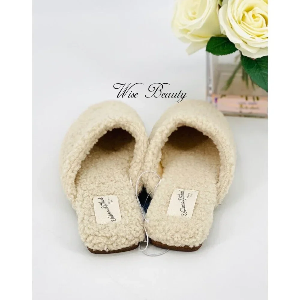 NEW Womens Margot Sherpa Mule Sz 9.5 Slip-On Cream Memory Foam Universal Thread - Picture 7 of 9